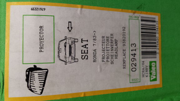 Seat Ronda (7/83→) Koplamp Valeo 029413 Links H4 NOS - Afbeelding 6