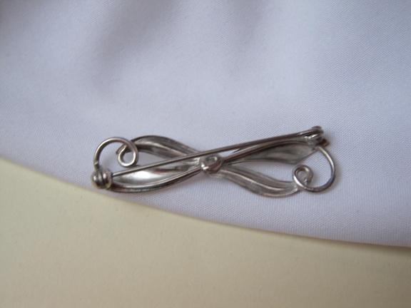 Zilveren broche antiek strikmodel met krullen 4.9x1.4 cm - Afbeelding 2