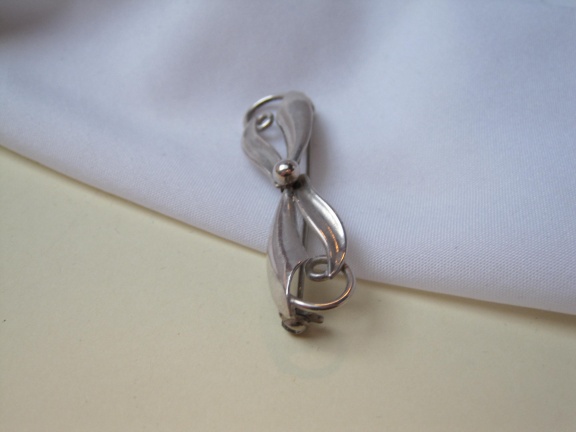 Zilveren broche antiek strikmodel met krullen 4.9x1.4 cm - Afbeelding 4