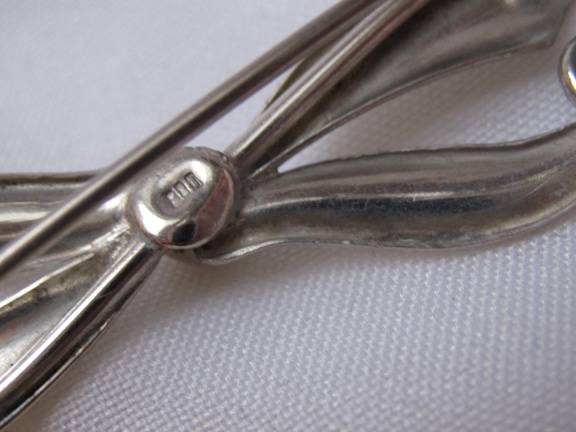 Zilveren broche antiek strikmodel met krullen 4.9x1.4 cm - Afbeelding 5