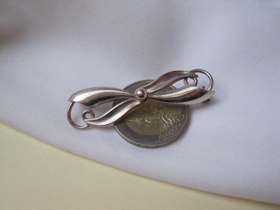 Zilveren broche antiek strikmodel met krullen 4.9x1.4 cm - Afbeelding 6
