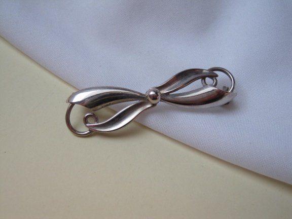 Zilveren broche antiek strikmodel met krullen 4.9x1.4 cm - Afbeelding 7