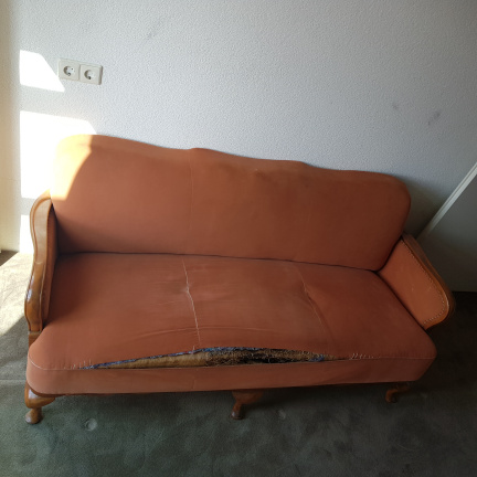 Antieke bank, Queen Ann bolpootjes, barok opknapper - Afbeelding 4