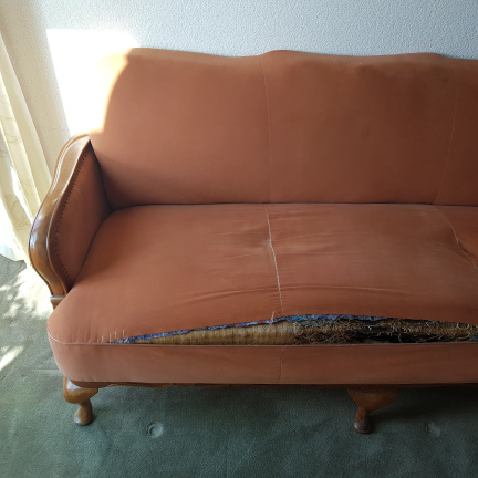 Antieke bank, Queen Ann bolpootjes, barok opknapper - Afbeelding 5