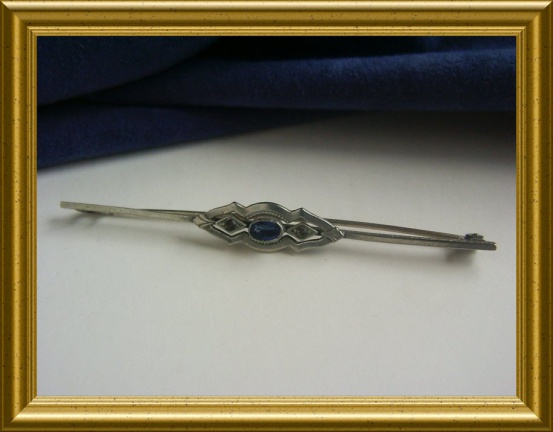 Mooie oude art deco broche : blauw steentje - Afbeelding 2