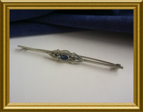 Mooie oude art deco broche : blauw steentje - Afbeelding 3