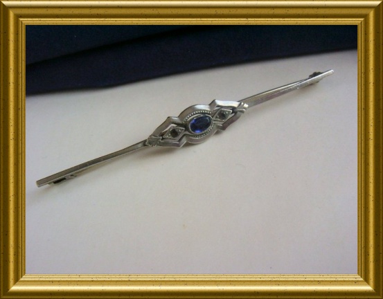 Mooie oude art deco broche : blauw steentje - Afbeelding 7
