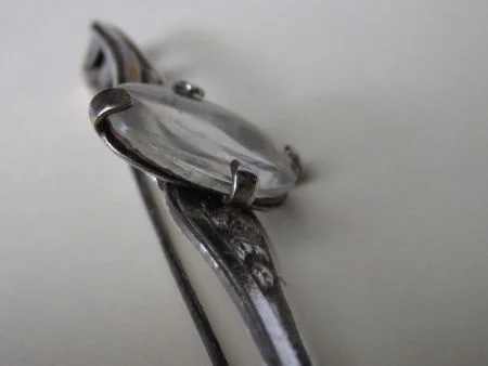 Broche antieke religie met afbeelding achter glaasje ca. 1930 art nouveau. - Afbeelding 3