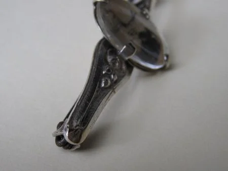 Broche antieke religie met afbeelding achter glaasje ca. 1930 art nouveau. - Afbeelding 4