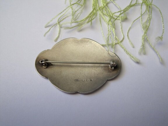 Zilveren broche fantasie bewerkt 5.0x3.4 cm - nr. 1