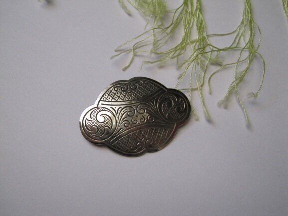 Zilveren broche fantasie bewerkt 5.0x3.4 cm - Afbeelding 3