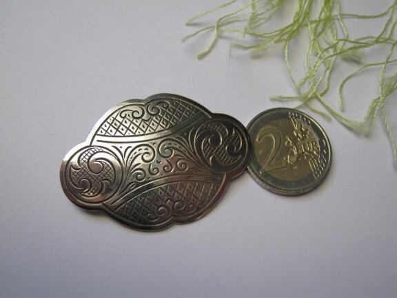 Zilveren broche fantasie bewerkt 5.0x3.4 cm - Afbeelding 6