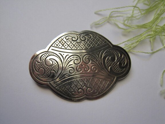 Zilveren broche fantasie bewerkt 5.0x3.4 cm - Afbeelding 7