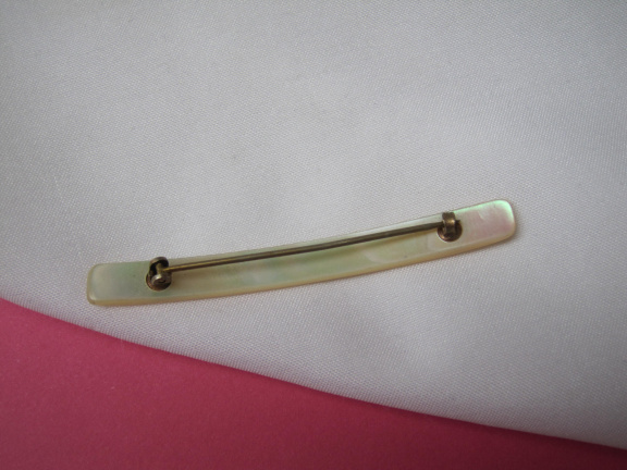 Broche antiek parelmoer schelp 6.3x0.6 cm. - Afbeelding 4