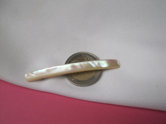 Broche antiek parelmoer schelp 6.3x0.6 cm. - Afbeelding 3