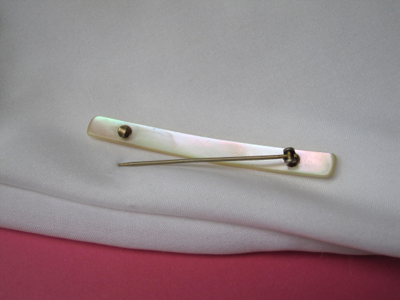 Broche antiek parelmoer schelp 6.3x0.6 cm. - Afbeelding 5