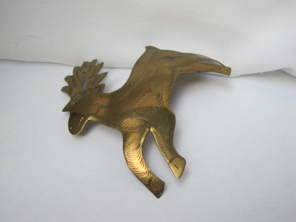 Broche koperen metaal gesiceleerd rendier 8.2x8.0 cm. - Afbeelding 4