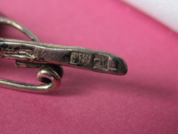 Zilveren broche antiek roos bloem met doornen 4.4x2.0 cm. - Afbeelding 6