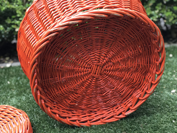 Vintage retro oranje rieten (was)mand - Afbeelding 3