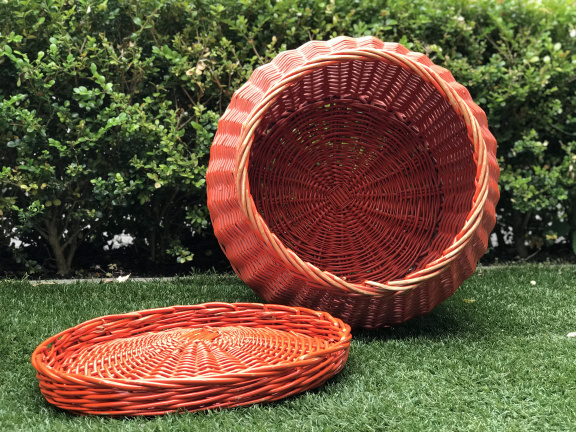 Vintage retro oranje rieten (was)mand - Afbeelding 5