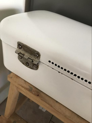 Vintage wit emaille broodtrommel - Afbeelding 5