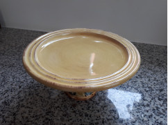 Etagere 1 laags van Serviesdelen/serviesgoed gemaakt "By Cornelia" oud geel bord - Afbeelding 2
