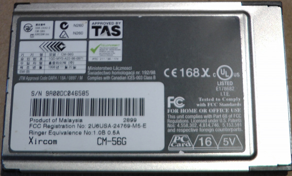 Xircom CreditCard Fast Ethernet/Modem 56 Global Network Card - Afbeelding 2