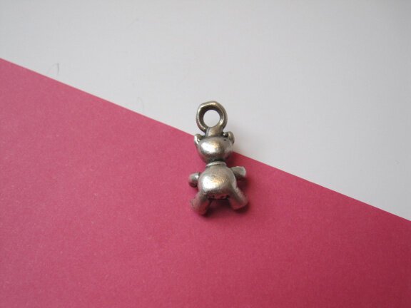 Zilveren bedel/ hanger antiek beertje 1.7x0.9 cm. - Afbeelding 3