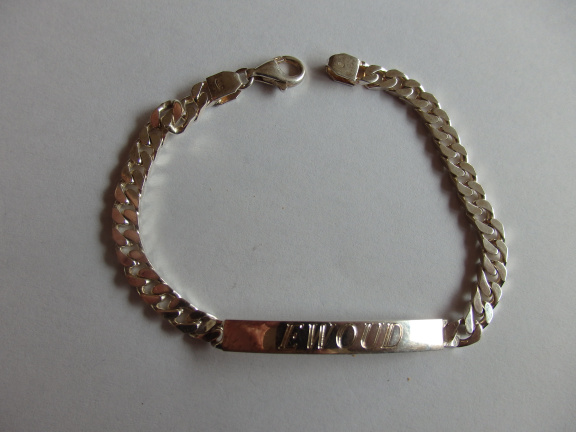 Schakel-armband met naamplaatje - gemerkt: S25. - nr. 1