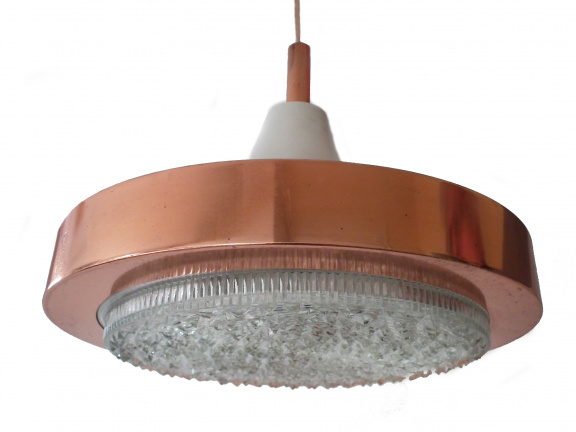 Vintage hanglamp met koperen rand