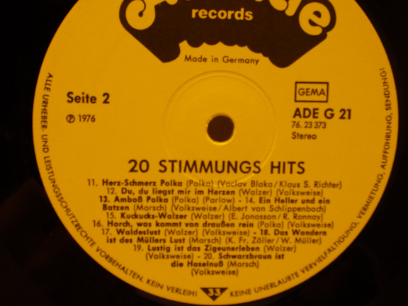 LP - 20 Stimmungs Hits. - Afbeelding 5