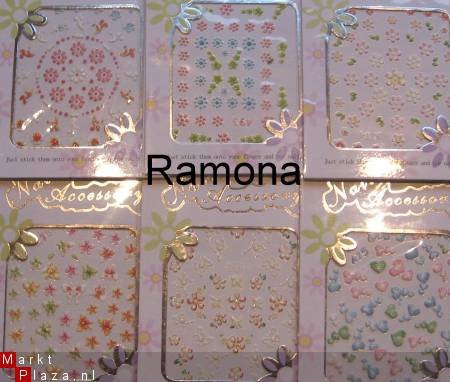 10 X Gekleurd 3D Nagel stickers nr:7 Glitters White nail art - Afbeelding 2