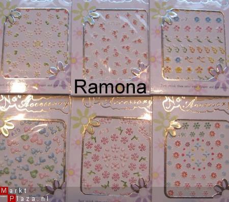 10 X Gekleurd 3D Nagel stickers nr:7 Glitters White nail art - Afbeelding 3