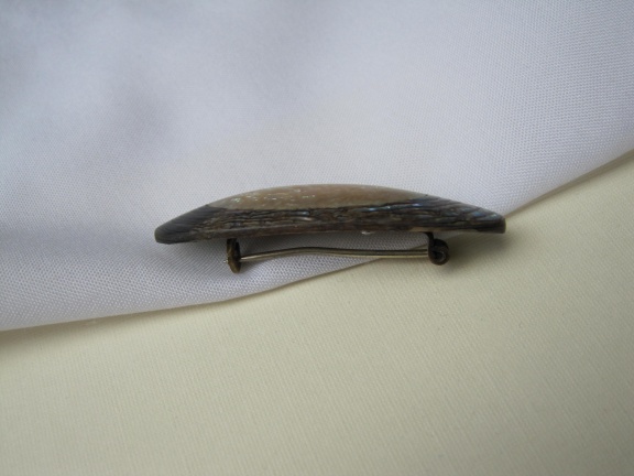 Broche antiek Victoriaans abalone parelmoer schelp 4.5x1.6 cm - Afbeelding 3
