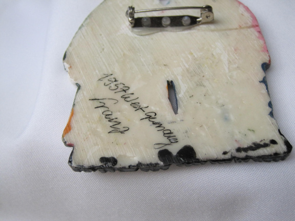 Broche antiek meneer en mevrouw sneeuwpop in winter kleding 7.5x6.0 cm - Afbeelding 5