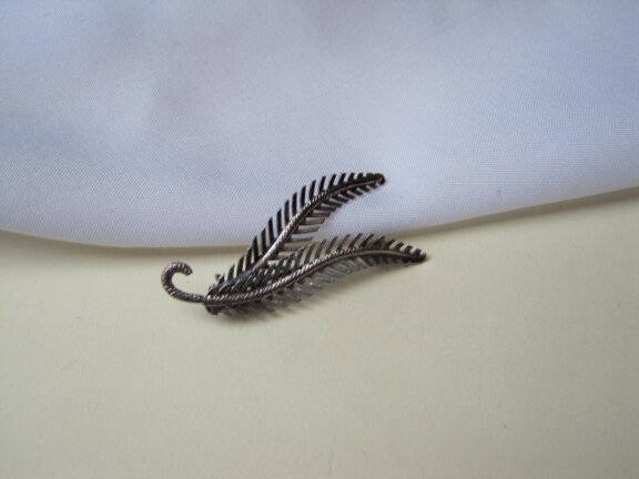 Zilveren broche antiek takje model 4.2x1.8 cm - nr. 1