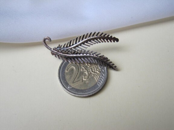Zilveren broche antiek takje model 4.2x1.8 cm - Afbeelding 2