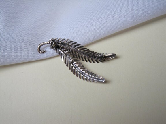 Zilveren broche antiek takje model 4.2x1.8 cm - Afbeelding 3