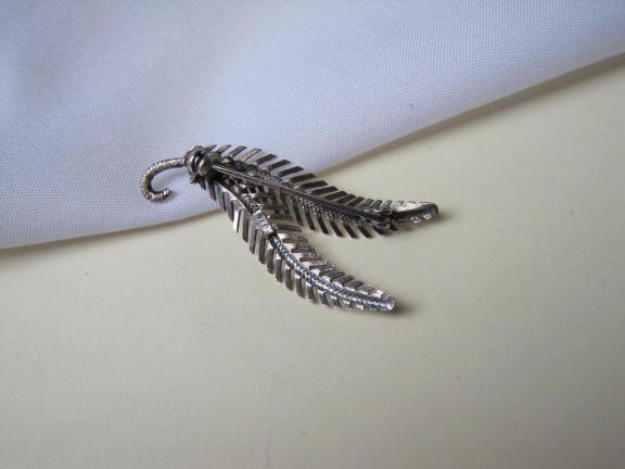 Zilveren broche antiek takje model 4.2x1.8 cm - Afbeelding 4