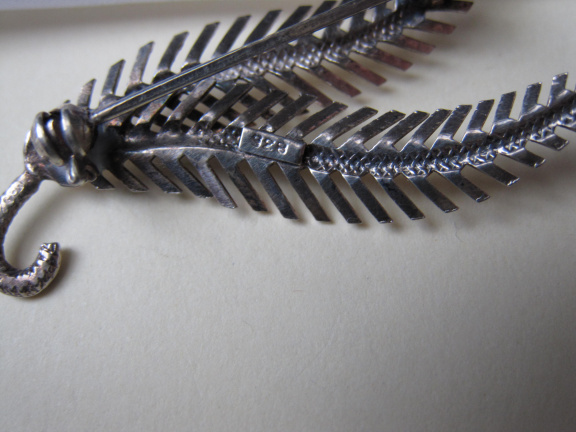 Zilveren broche antiek takje model 4.2x1.8 cm - Afbeelding 5