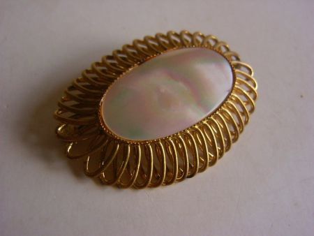 Oude broche met parelmoer - Afbeelding 2