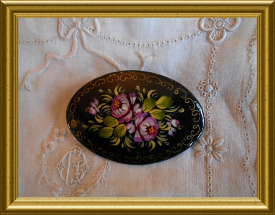 Mooie handbeschilderde Russische broche - nr. 1