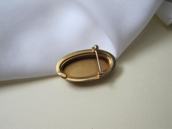 Broche Catamore verguld 12 KGF geëtst bloemmotief 3.4x1.9 cm - Afbeelding 4