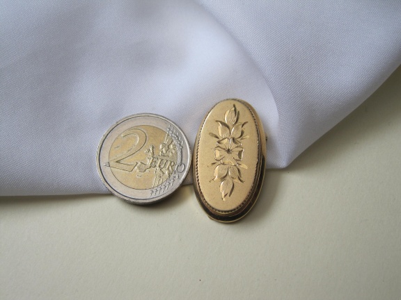 Broche Catamore verguld 12 KGF geëtst bloemmotief 3.4x1.9 cm - Afbeelding 6