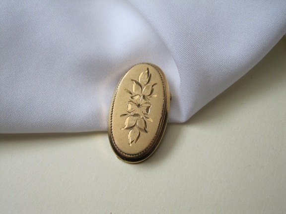 Broche Catamore verguld 12 KGF geëtst bloemmotief 3.4x1.9 cm - Afbeelding 7