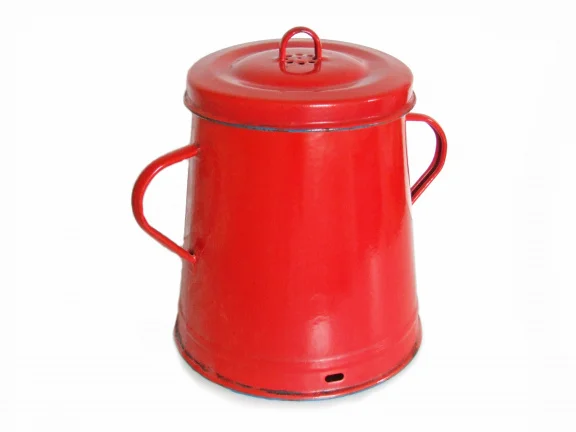 Vintage vetpot van rood emaille