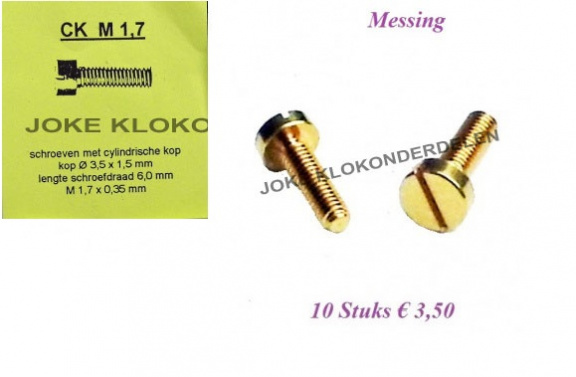 === Schroef messing = 1.7 = nieuw === 39017 - nr. 1
