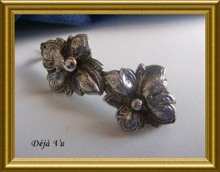 Oude zilveren broche : bloemen - Afbeelding 5