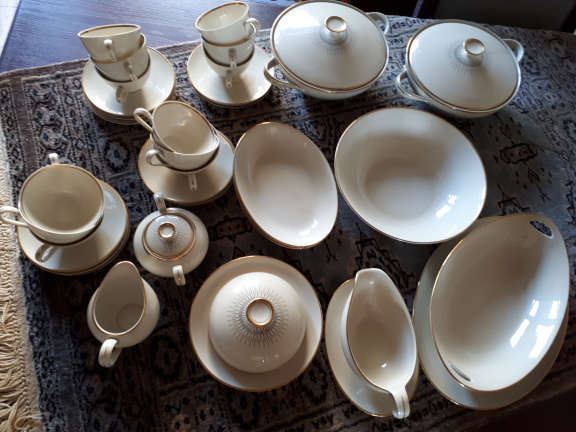 Servies 39-delig ontbijt, koffie, thee & diner Plankenhammer Floss Bavaria creme/goudbies - Afbeelding 2