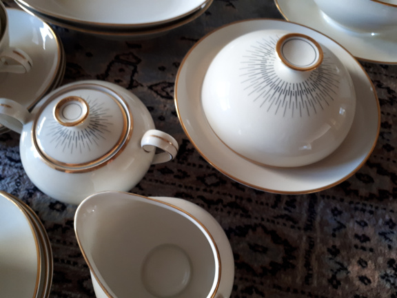 Servies 39-delig ontbijt, koffie, thee & diner Plankenhammer Floss Bavaria creme/goudbies - Afbeelding 3
